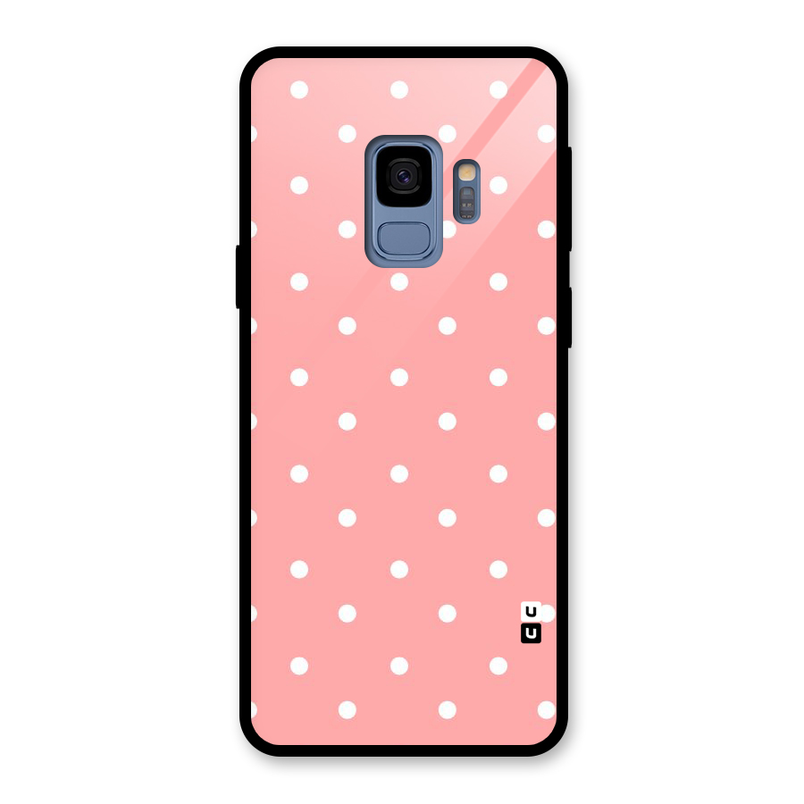 Peach Polka Pattern Glass Back Case for Galaxy S9