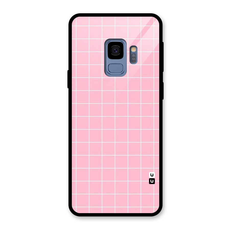Pink Checks Glass Back Case for Galaxy S9