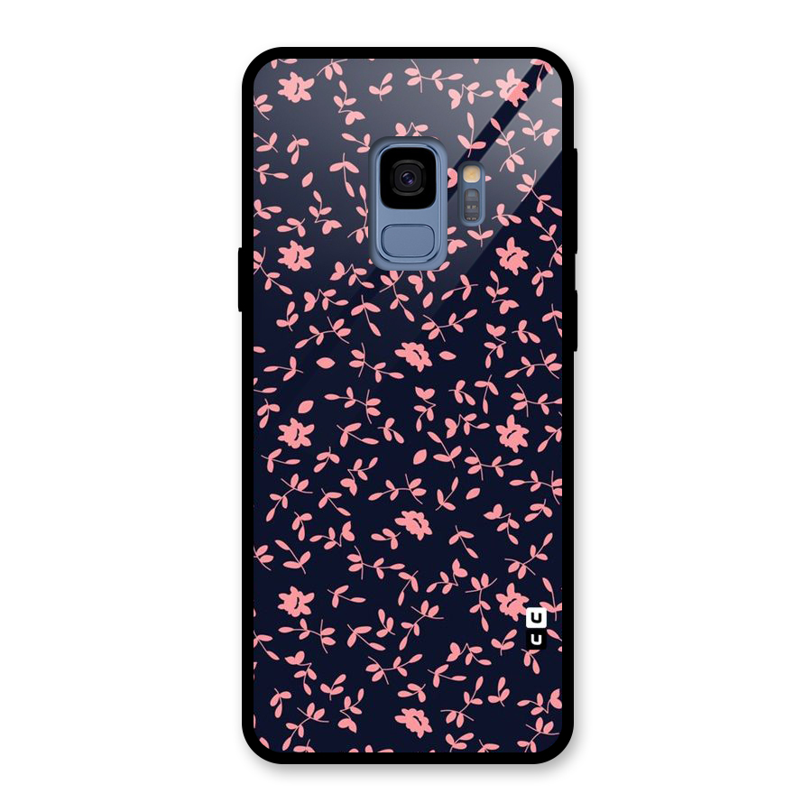 Pink Plant Design Glass Back Case for Galaxy S9