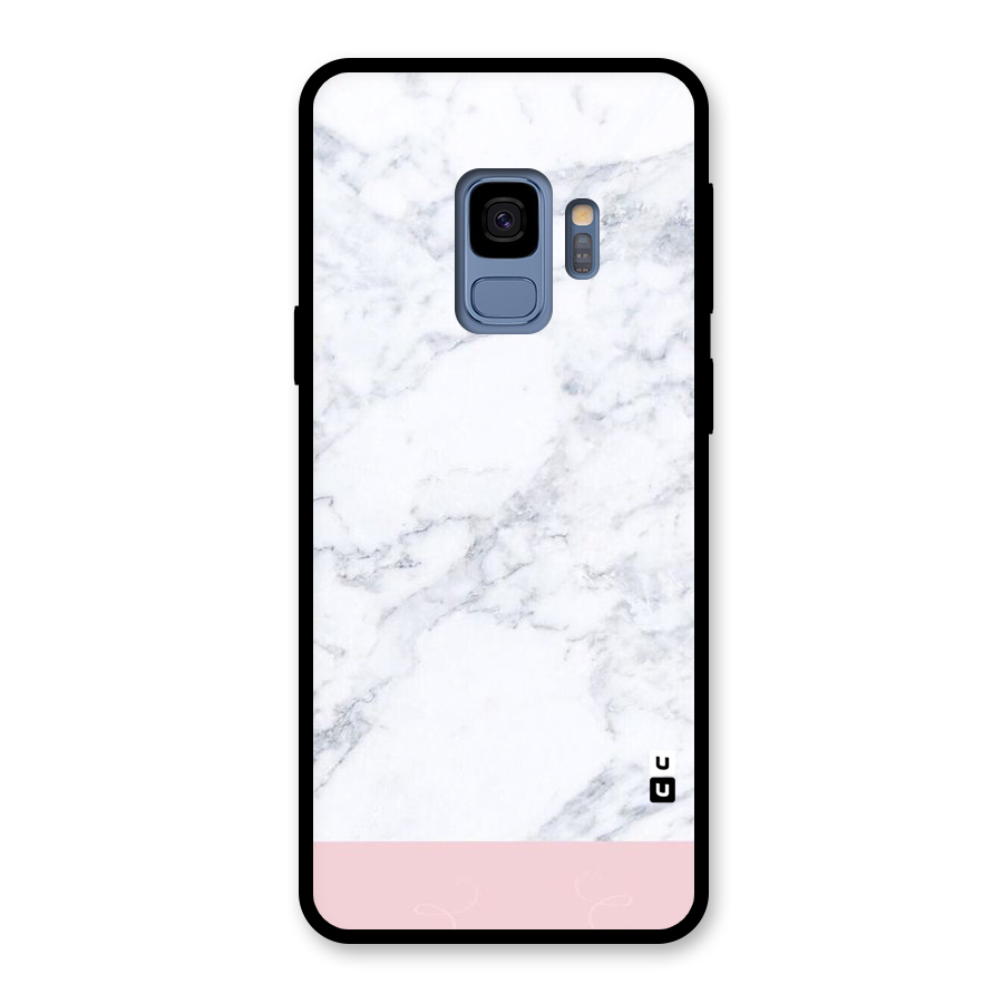 Pink White Merge Marble Glass Back Case for Galaxy S9