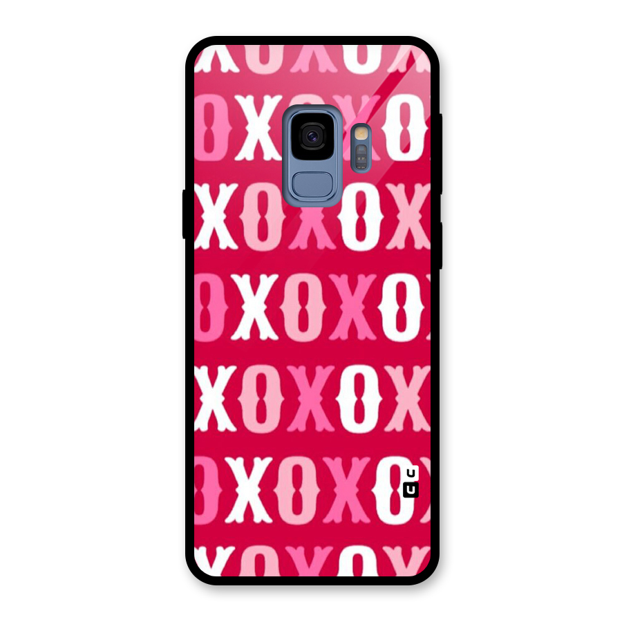 Pink White Xoxo Glass Back Case for Galaxy S9