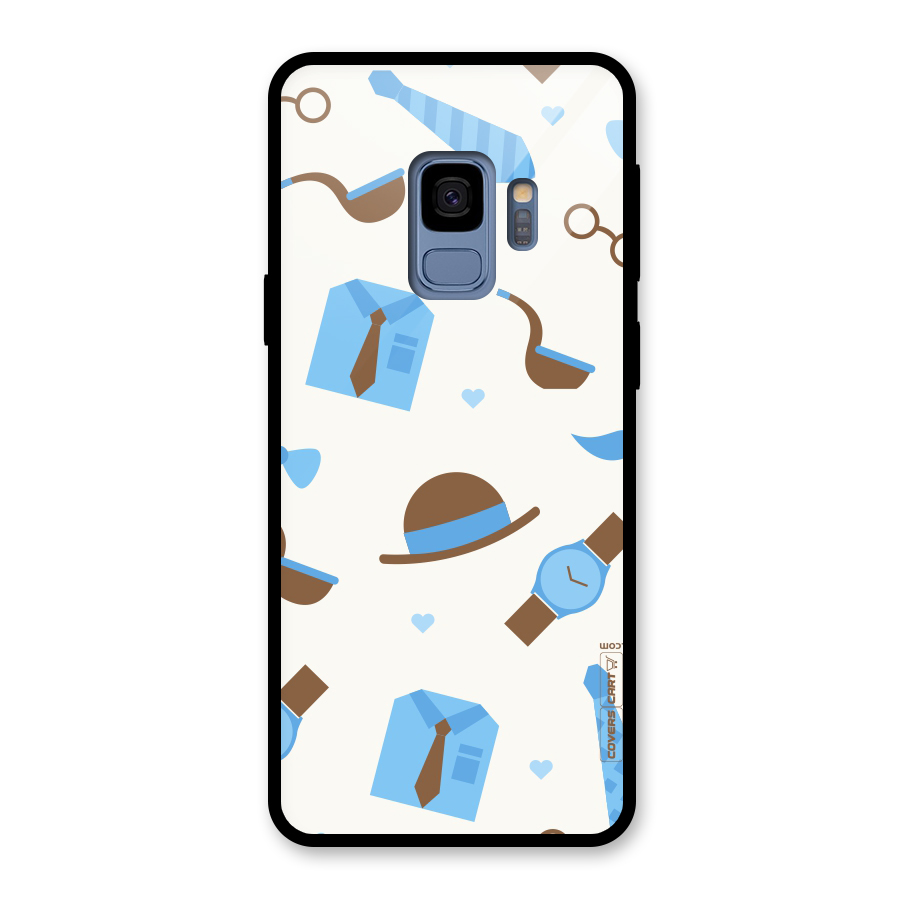 Pipe Hat Watch Pattern Glass Back Case for Galaxy S9