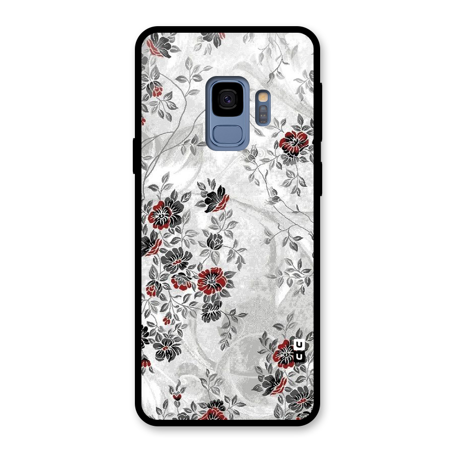 Pleasing Grey Floral Glass Back Case for Galaxy S9