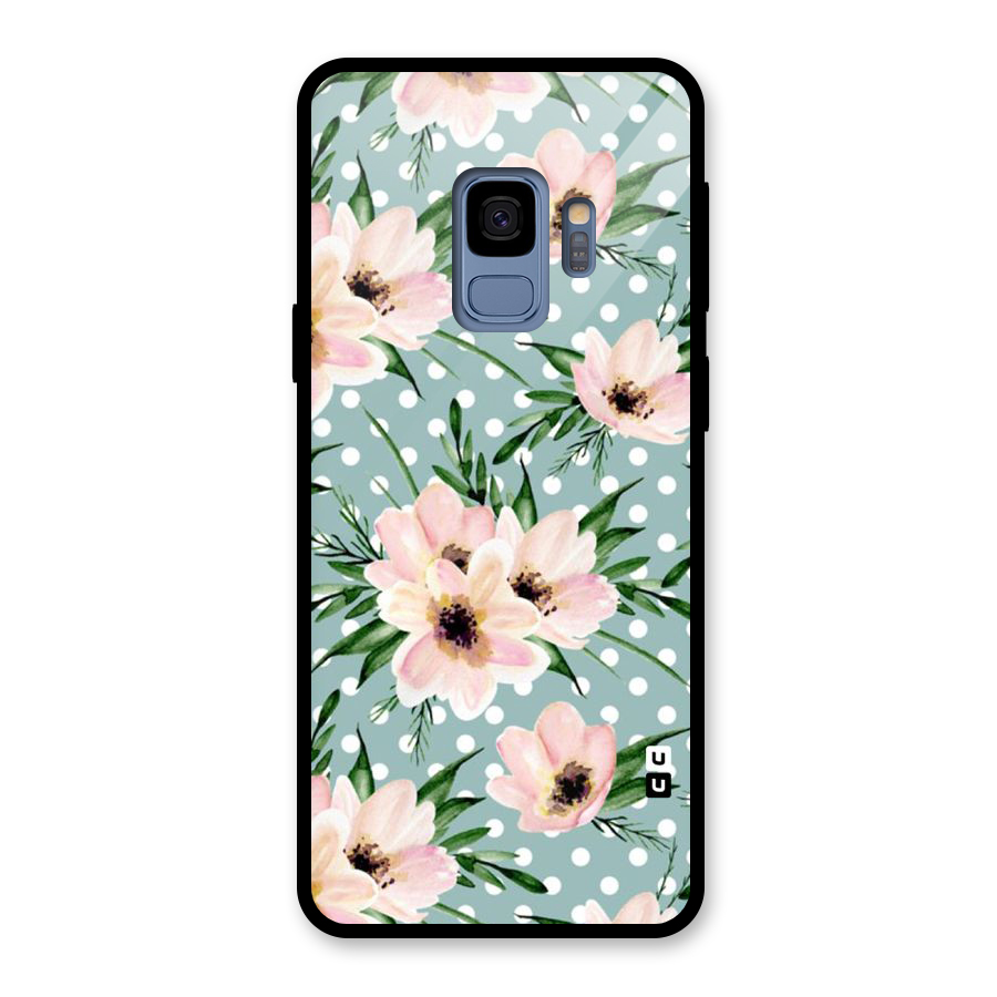 Polka Art Floral Glass Back Case for Galaxy S9