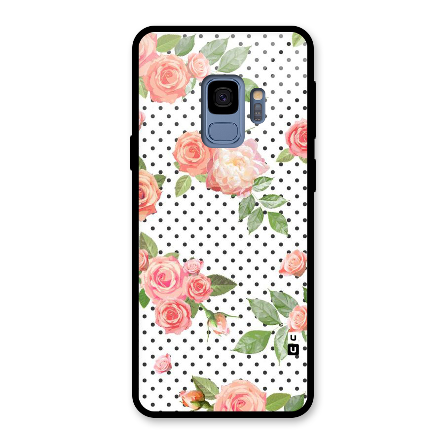 Polka Bloom White Glass Back Case for Galaxy S9