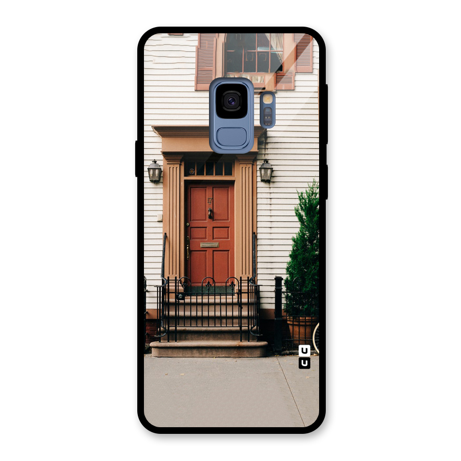 Pretty Orange Door Glass Back Case for Galaxy S9