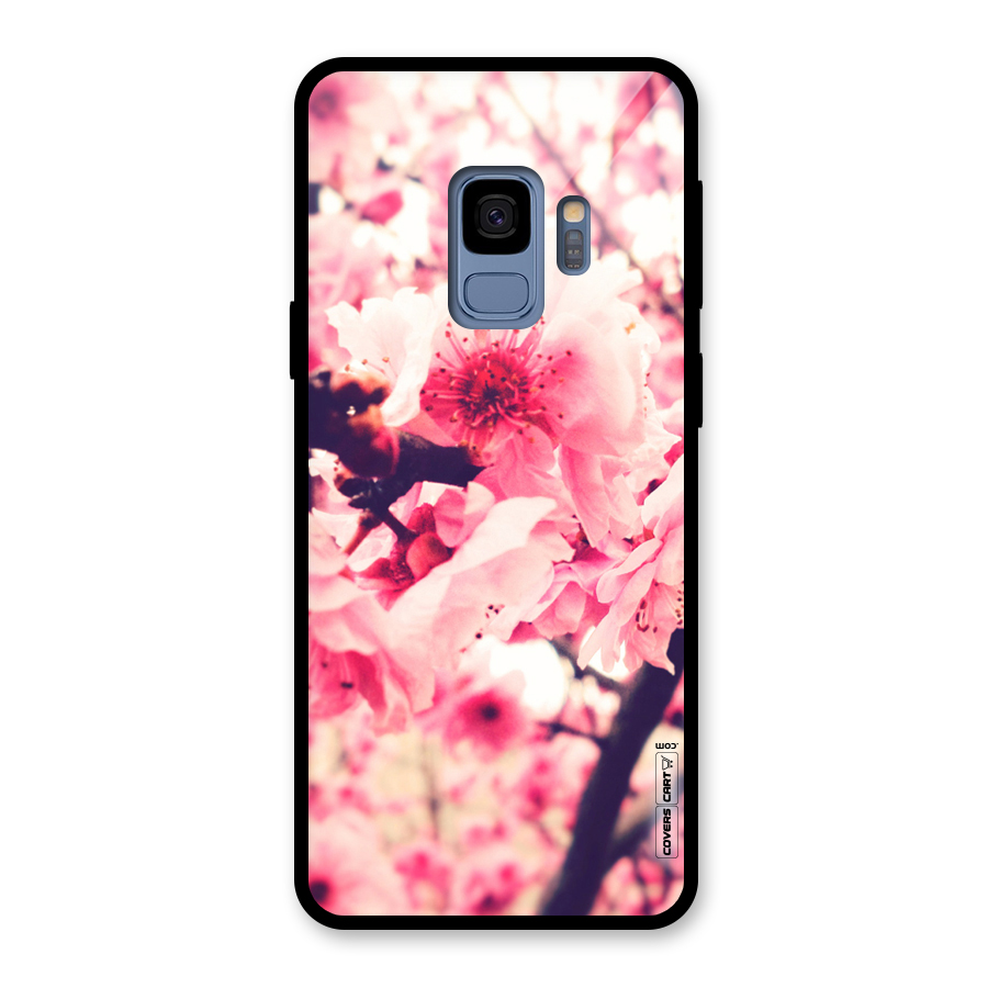 Pretty Pink Flowers Glass Back Case for Galaxy S9