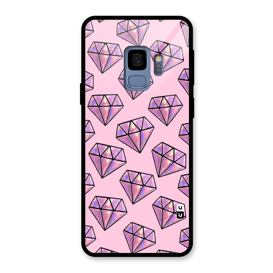 Purple Diamond Designs Glass Back Case for Galaxy S9