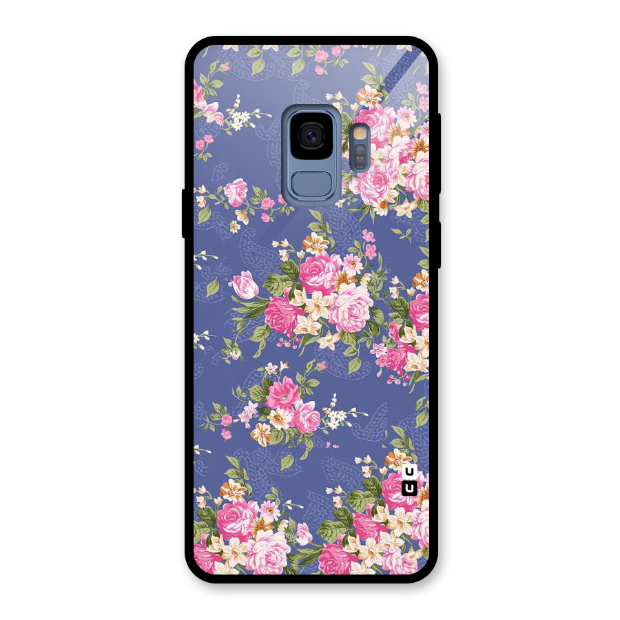 Purple Pink Floral Glass Back Case for Galaxy S9