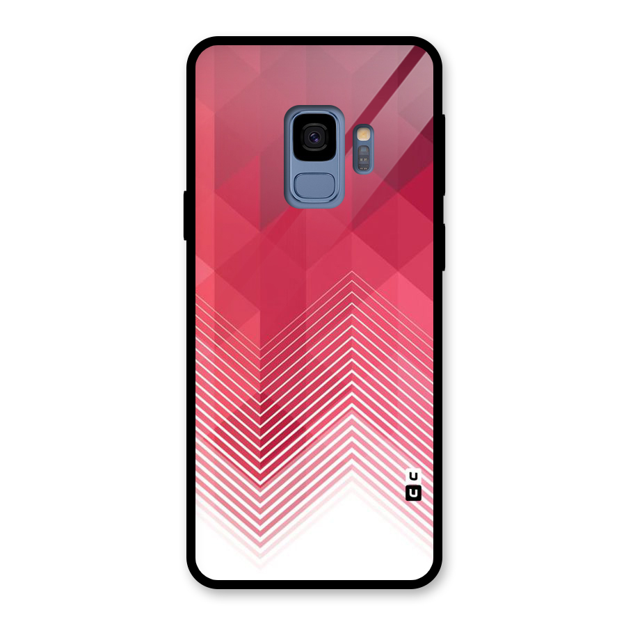 Red Chevron Abstract Glass Back Case for Galaxy S9