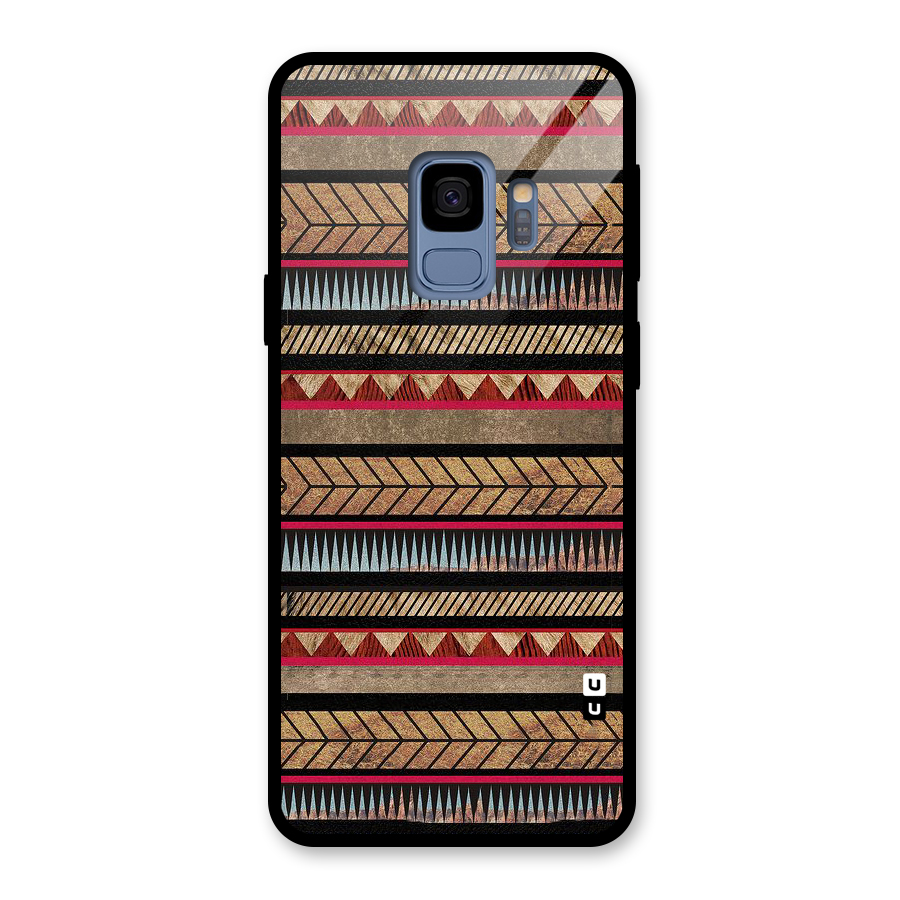 Red Indie Pattern Glass Back Case for Galaxy S9