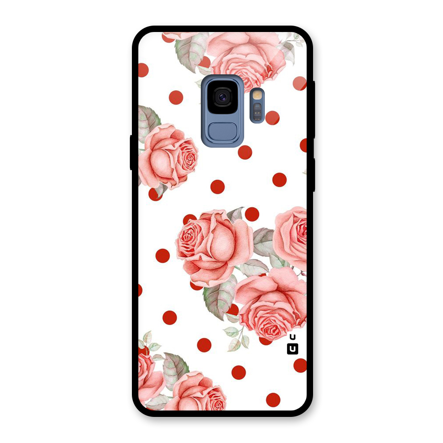 Red Peach Shade Flowers Glass Back Case for Galaxy S9