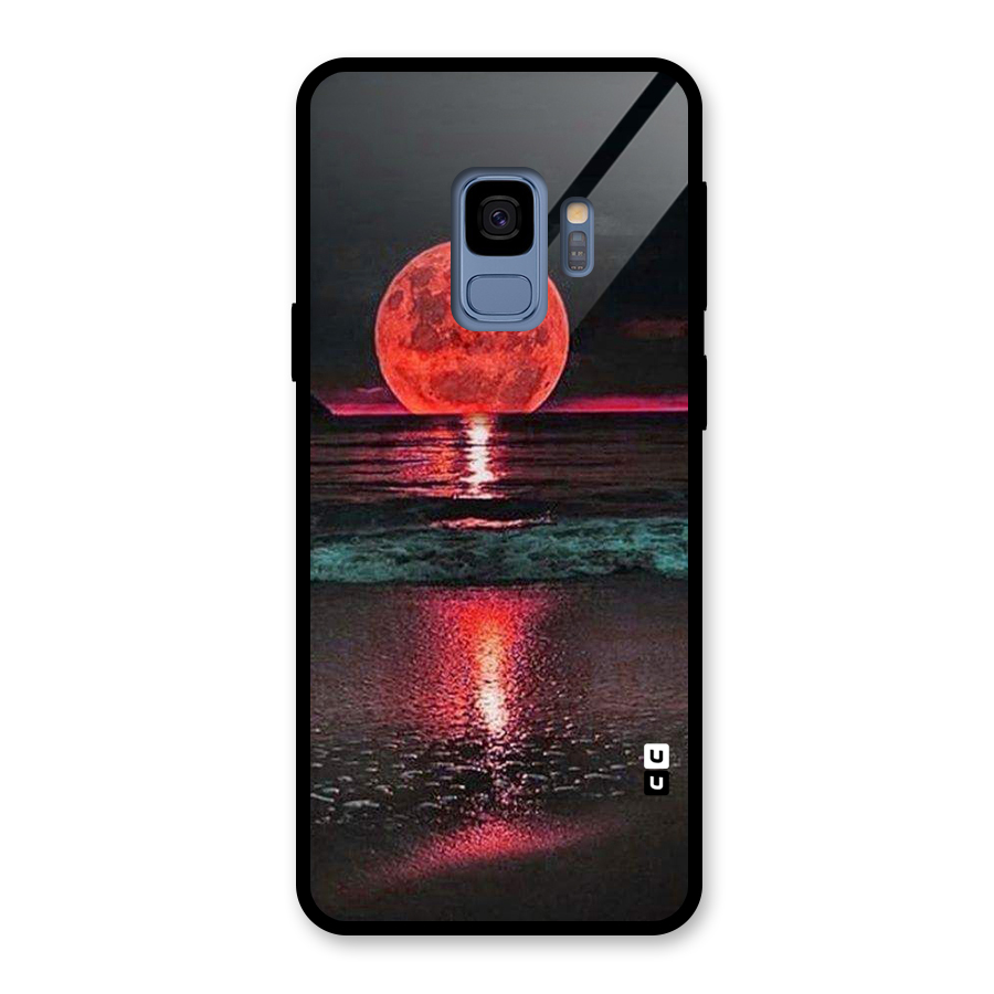 Red Sun Ocean Glass Back Case for Galaxy S9