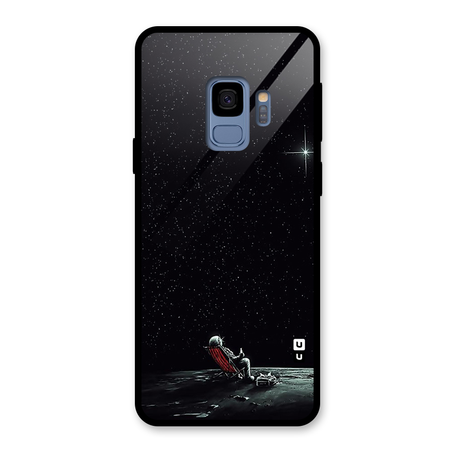 Resting Spaceman Face Glass Back Case for Galaxy S9
