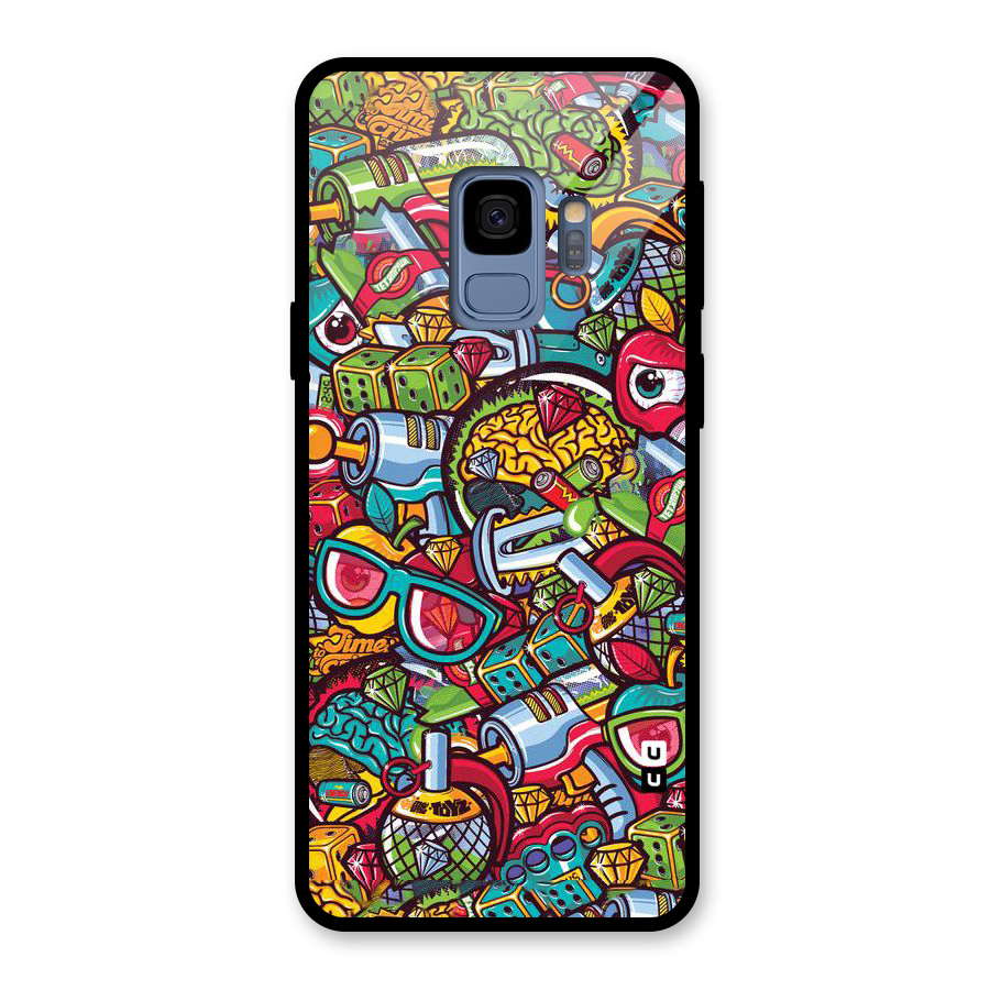 Retro Diamond Design Glass Back Case for Galaxy S9