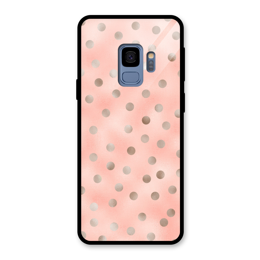RoseGold Polka Dots Glass Back Case for Galaxy S9
