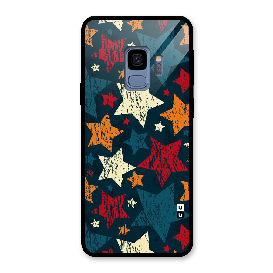 Rugged Star Design Glass Back Case for Galaxy S9