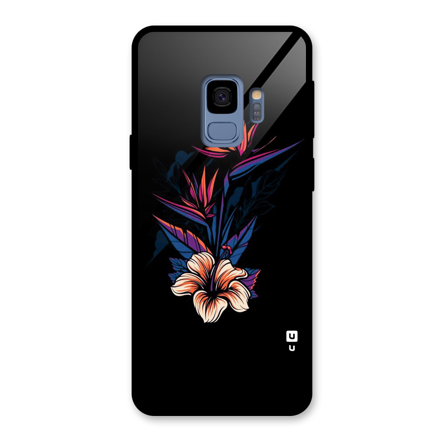 Single Painted Flower Glass Back Case for Galaxy S9