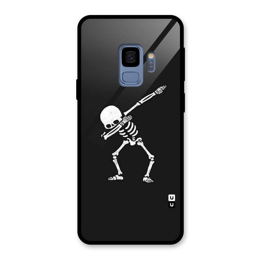 Skeleton Dab White Glass Back Case for Galaxy S9