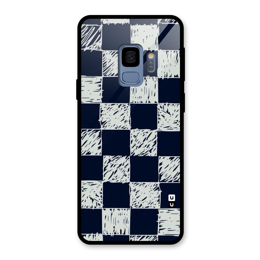 Sketchy Check Design Glass Back Case for Galaxy S9