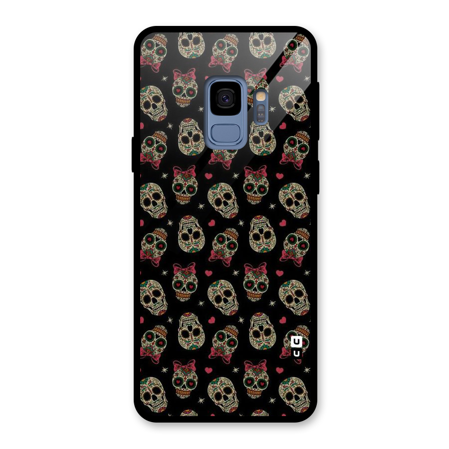 Skull Pattern Glass Back Case for Galaxy S9