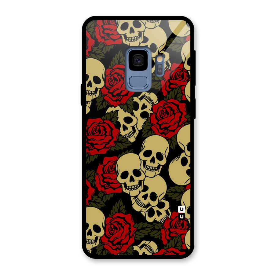 Skulled Roses Glass Back Case for Galaxy S9