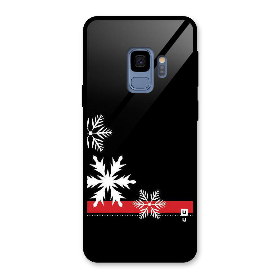 Snowflake Ribbon Glass Back Case for Galaxy S9
