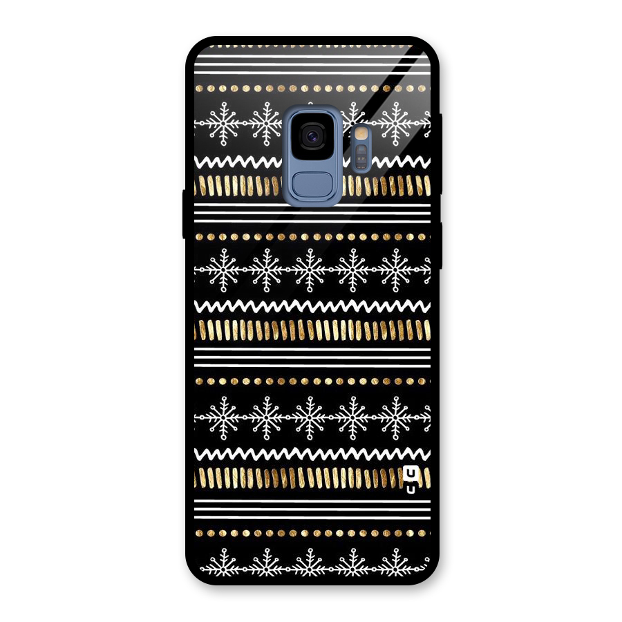 Snowflakes Gold Glass Back Case for Galaxy S9