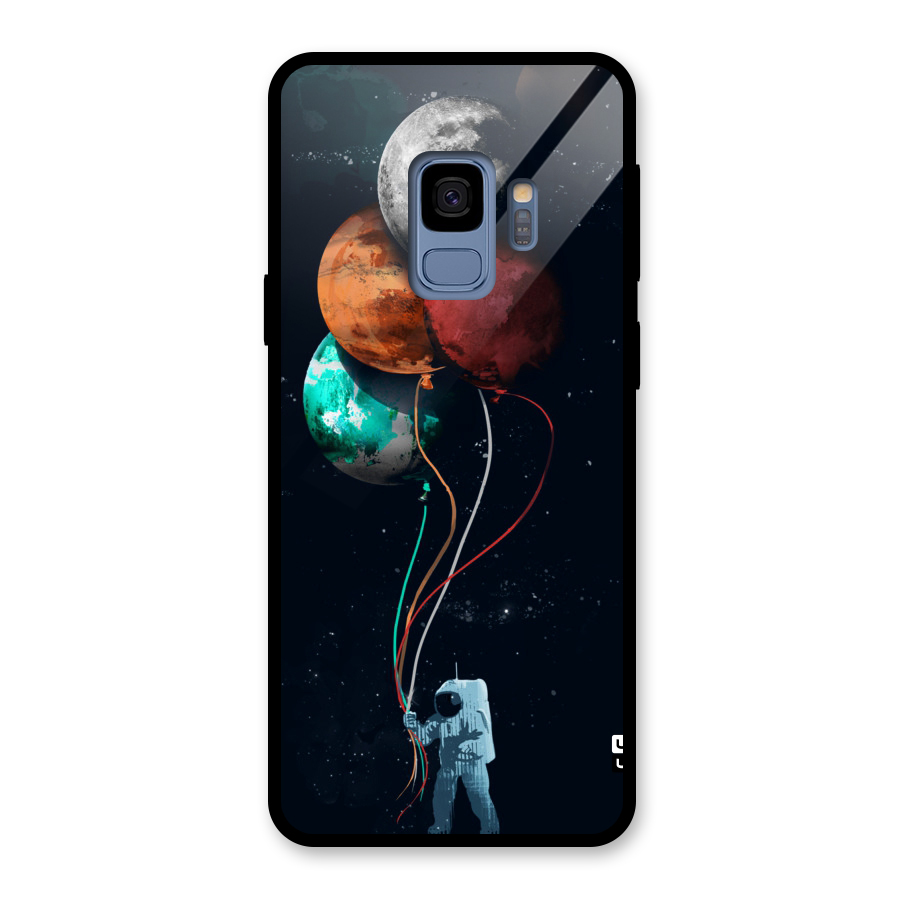 Space Balloons Glass Back Case for Galaxy S9