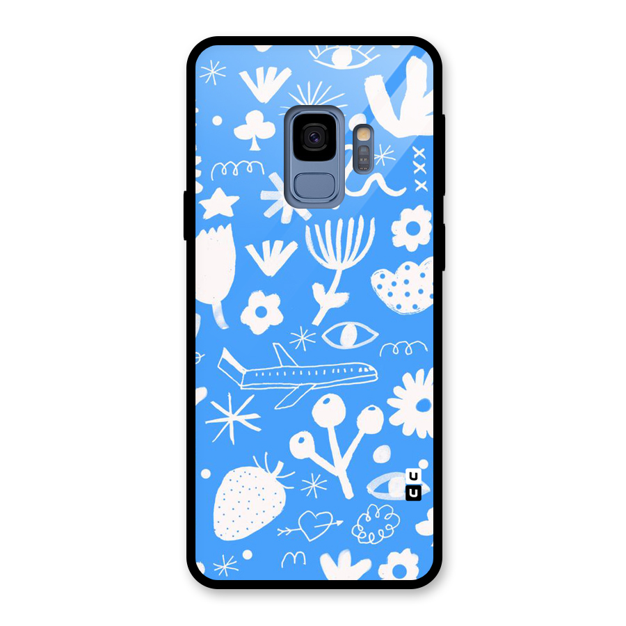 Space Blue Pattern Glass Back Case for Galaxy S9