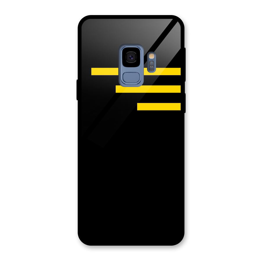 Sports Yellow Stripes Glass Back Case for Galaxy S9