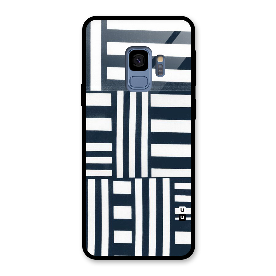 Square  Stripes Glass Back Case for Galaxy S9
