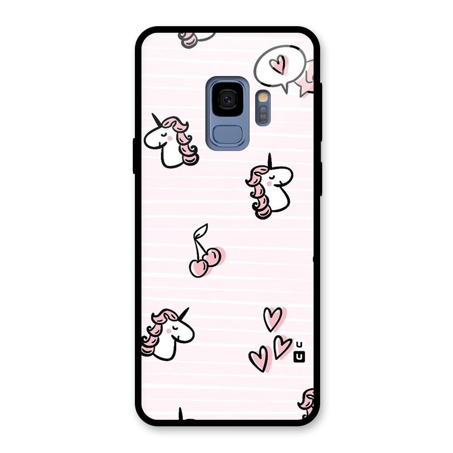 Strawberries And Unicorns Glass Back Case for Galaxy S9