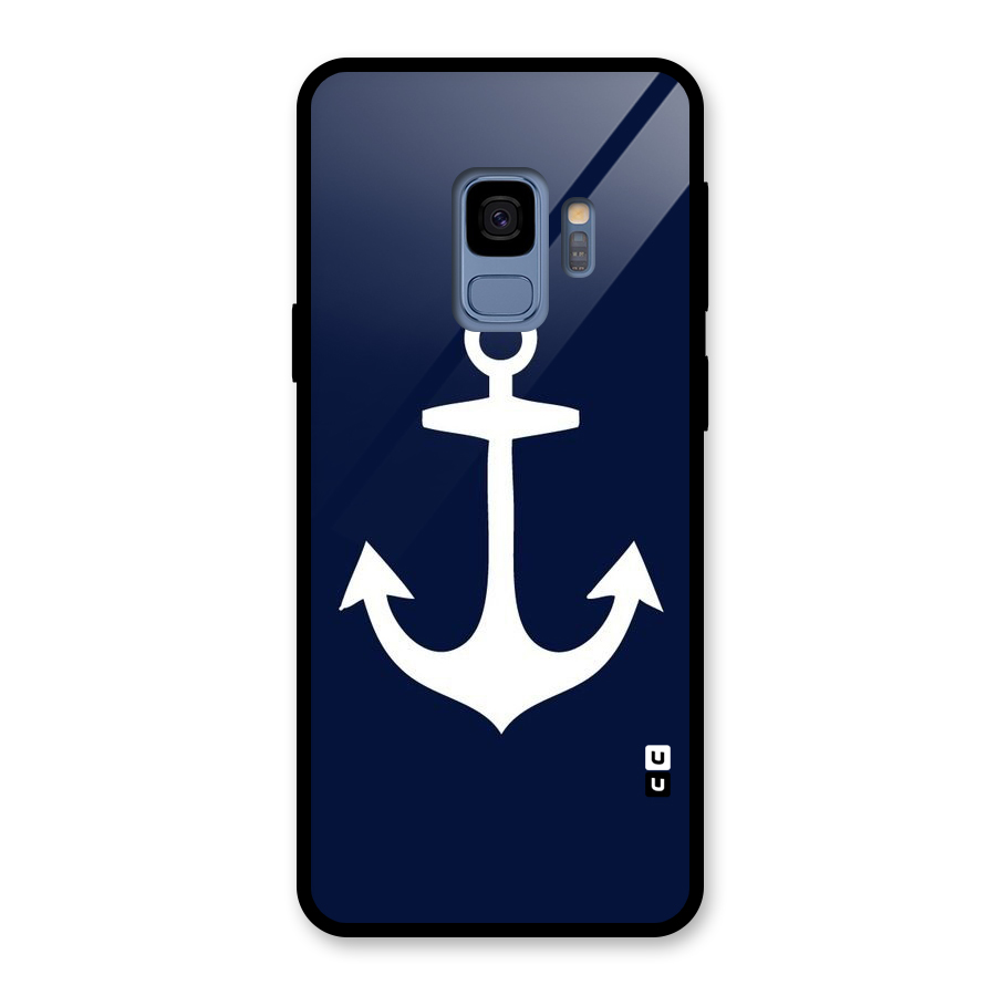 Stylish Anchor Design Glass Back Case for Galaxy S9