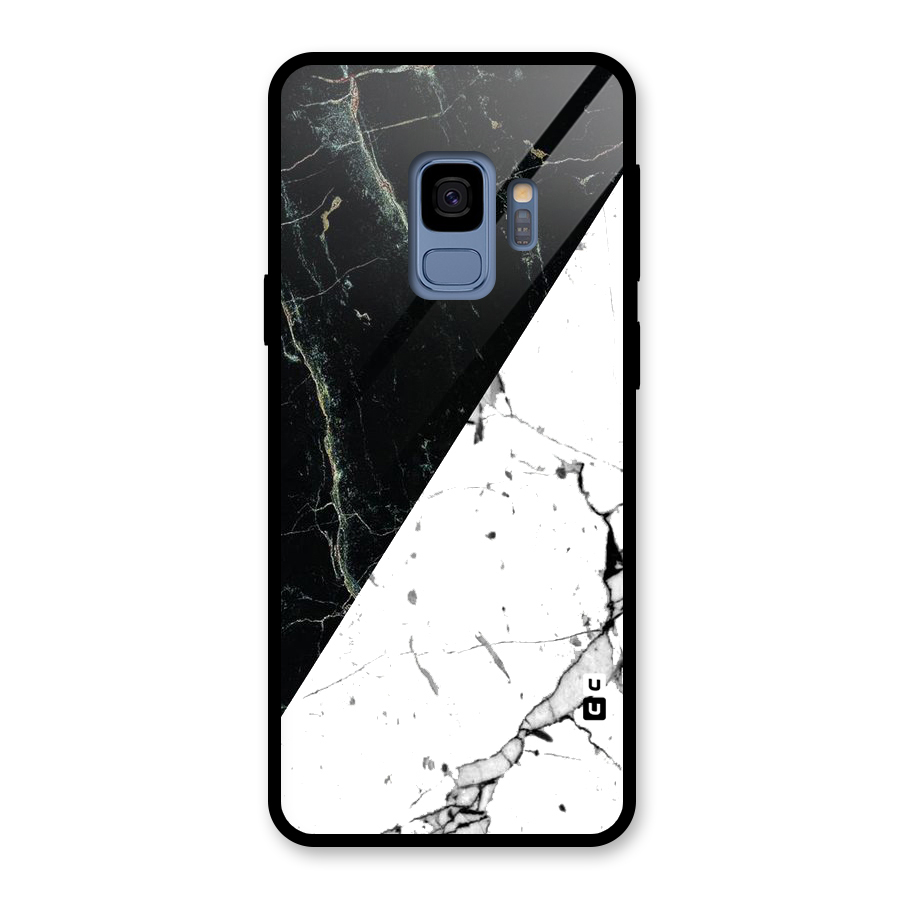Stylish Diagonal Marble Glass Back Case for Galaxy S9