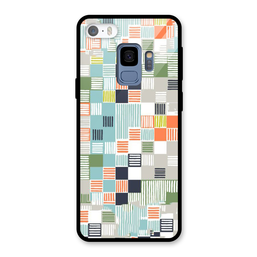 Tiny Boxes Stripes Glass Back Case for Galaxy S9