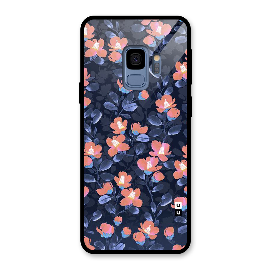 Tiny Peach Flowers Glass Back Case for Galaxy S9