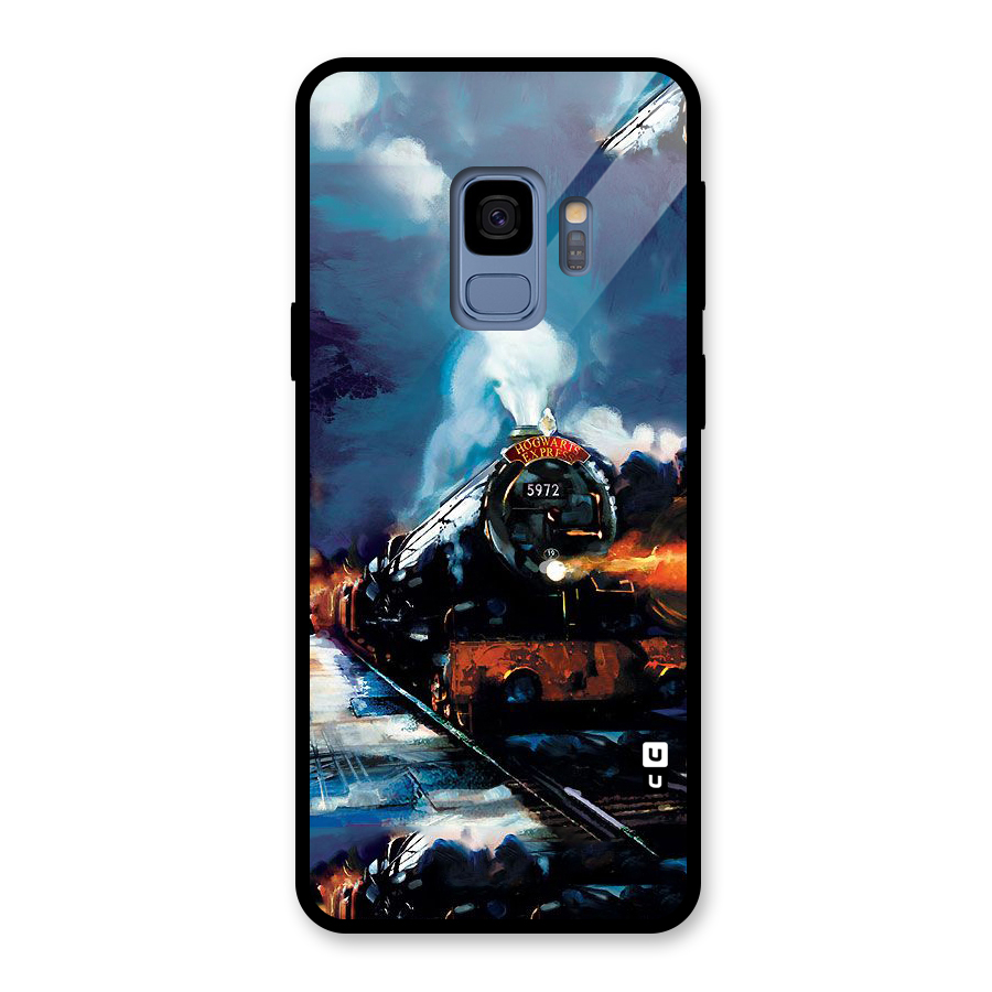Train Art Glass Back Case for Galaxy S9