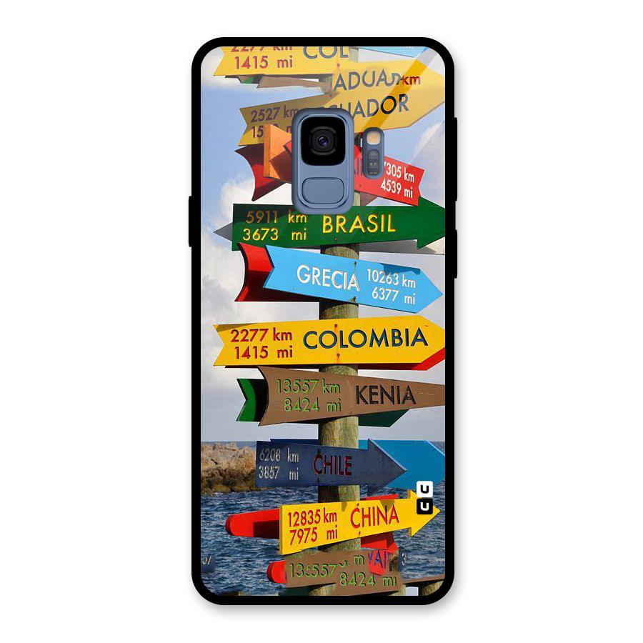 Travel Directions Glass Back Case for Galaxy S9