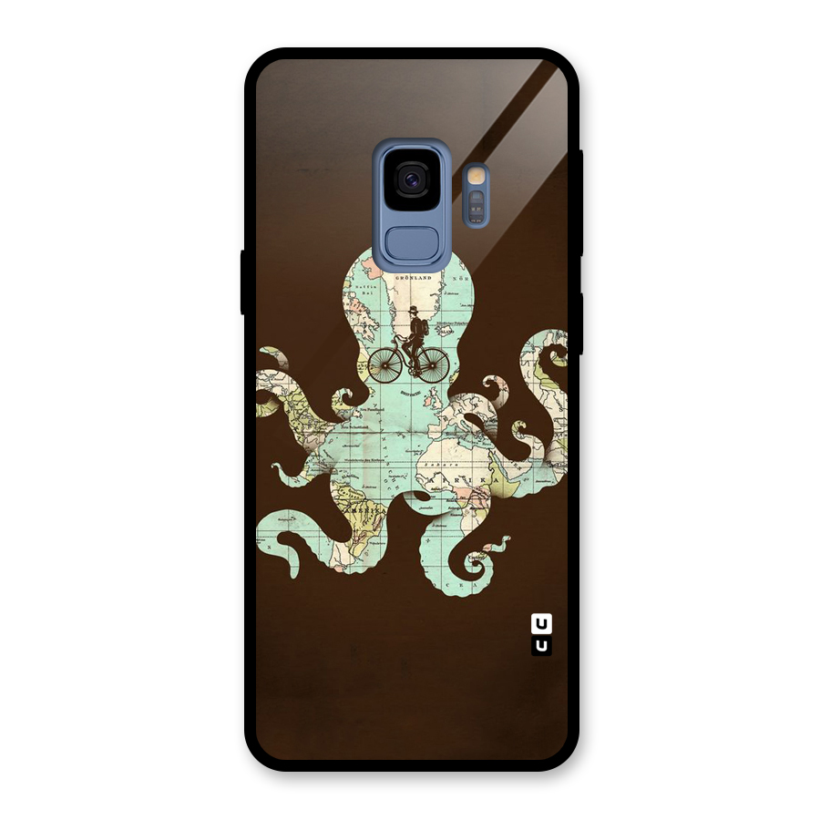 Travel Octopus Glass Back Case for Galaxy S9