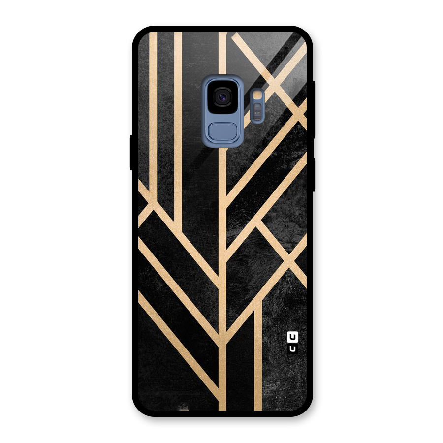 Tri Lines Gold Glass Back Case for Galaxy S9