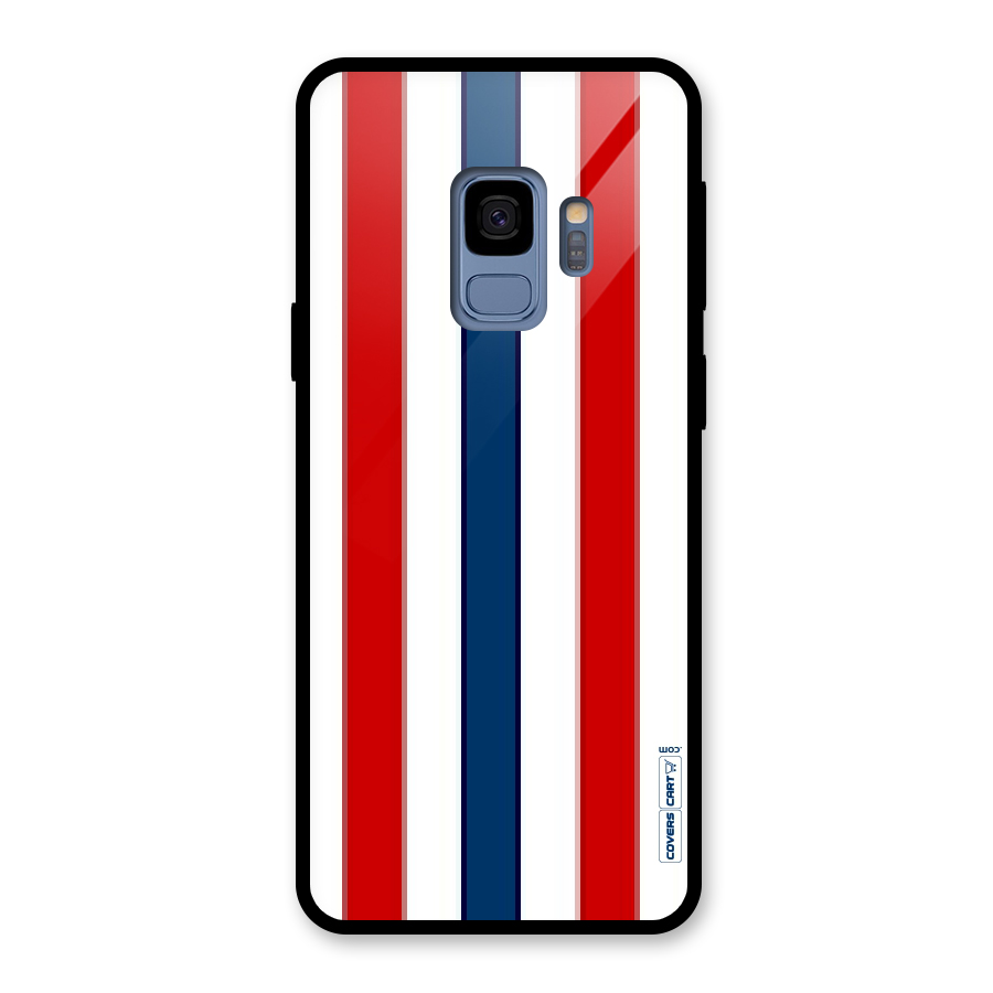 Tricolor Stripes Glass Back Case for Galaxy S9