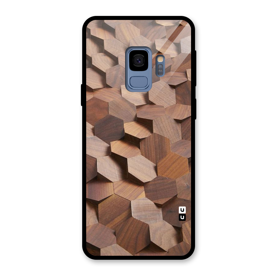 Uplifted Wood Hexagons Glass Back Case for Galaxy S9