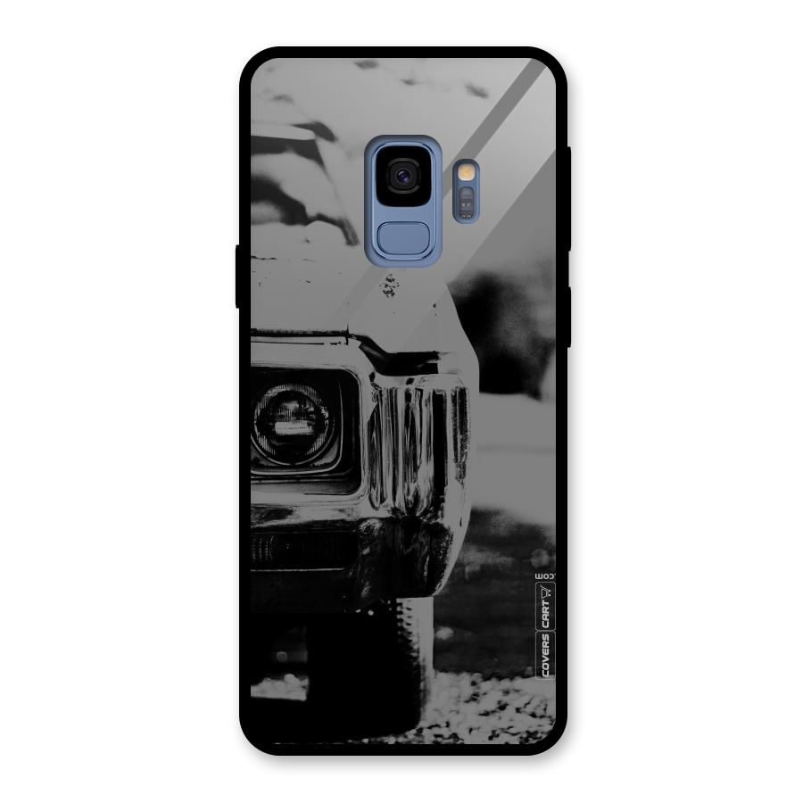 Vintage Car Black and White Glass Back Case for Galaxy S9