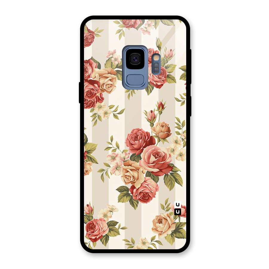 Vintage Color Flowers Glass Back Case for Galaxy S9