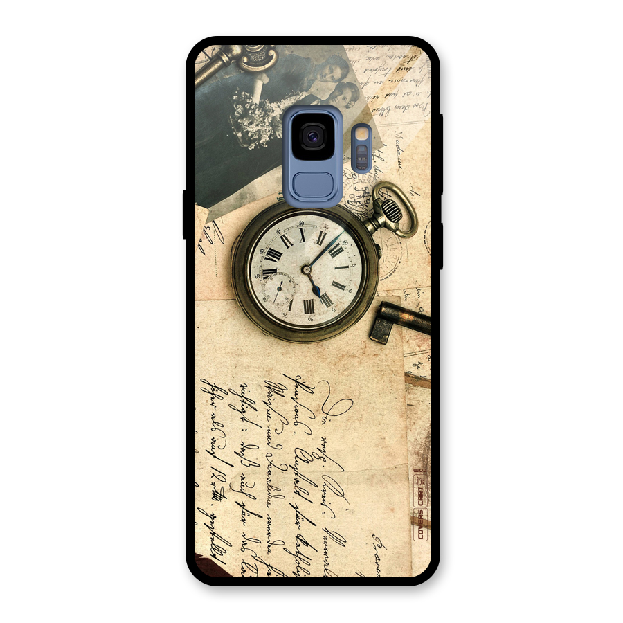 Vintage Key And Compass Glass Back Case for Galaxy S9