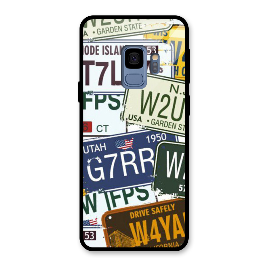 Vintage License Plates Glass Back Case for Galaxy S9