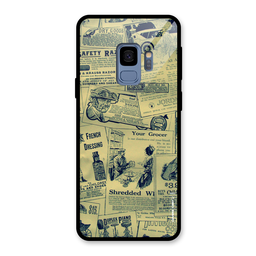 Vintage Newspaper Cutouts Glass Back Case for Galaxy S9