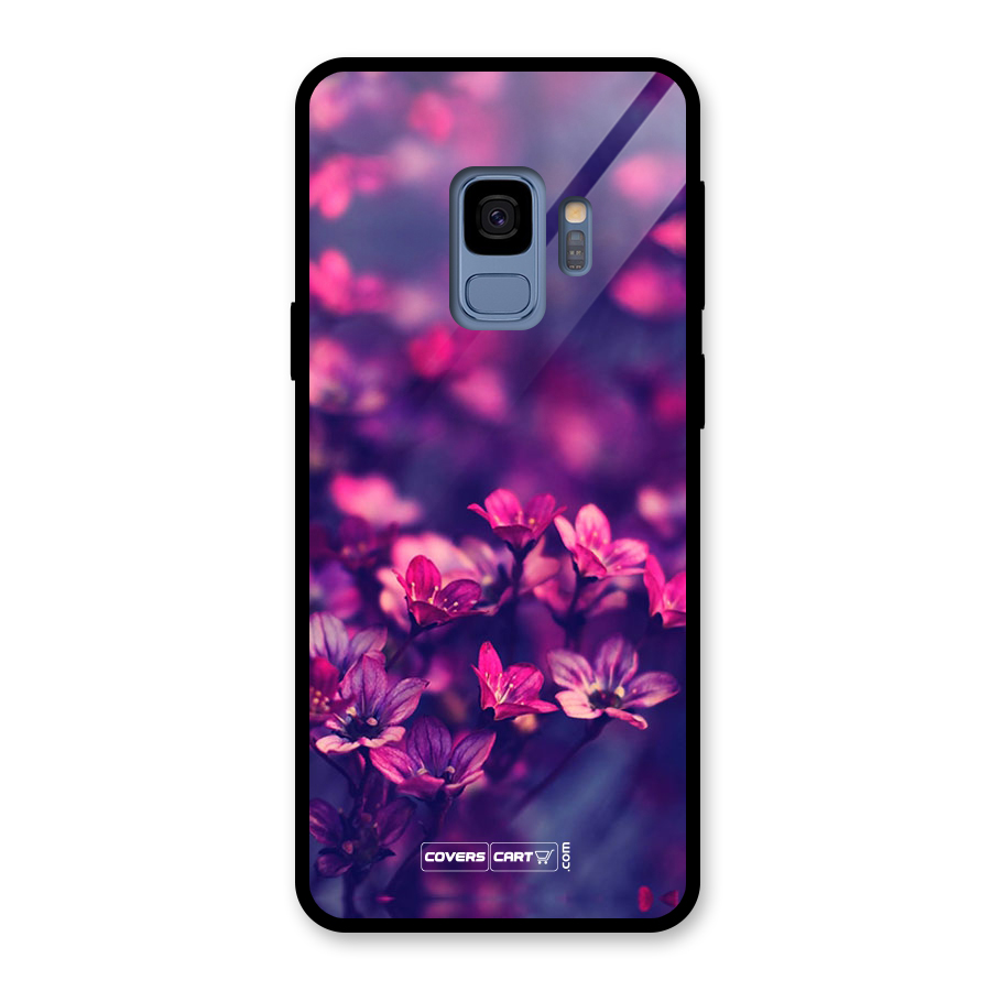 Violet Floral Glass Back Case for Galaxy S9