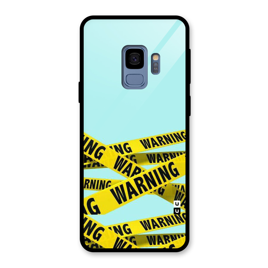 Warning Design Glass Back Case for Galaxy S9